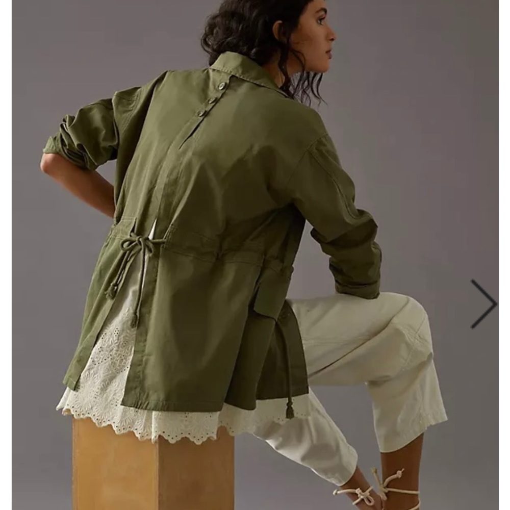 ANTHROPOLOGIE TINY CHARLIE EYELET UTILITY JACKET MILITARY COLOR SIZE XS  NWT